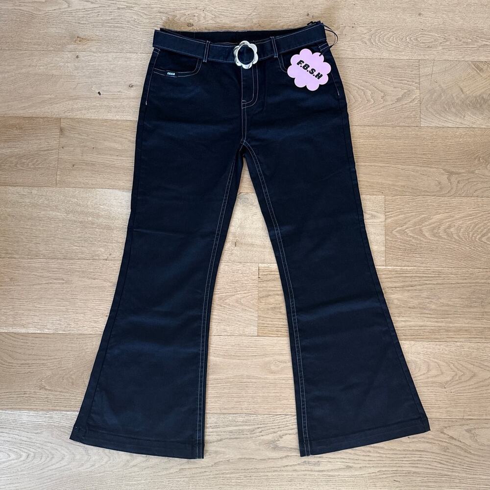 F.B.S.H Paris Pants Flower Buckle Flare Size 12 Black